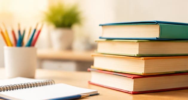 Libri impilati su un tavolo
