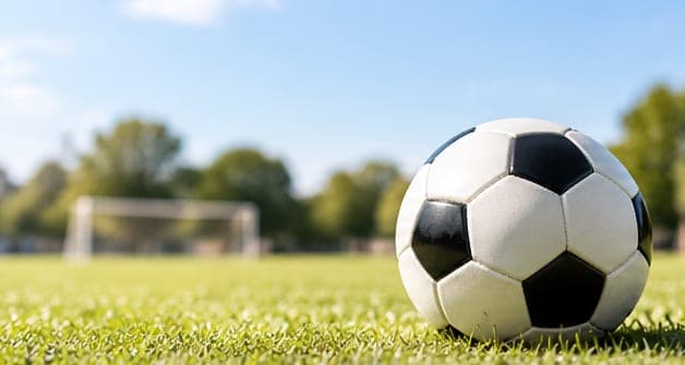 Pallone da calcio sull'erba