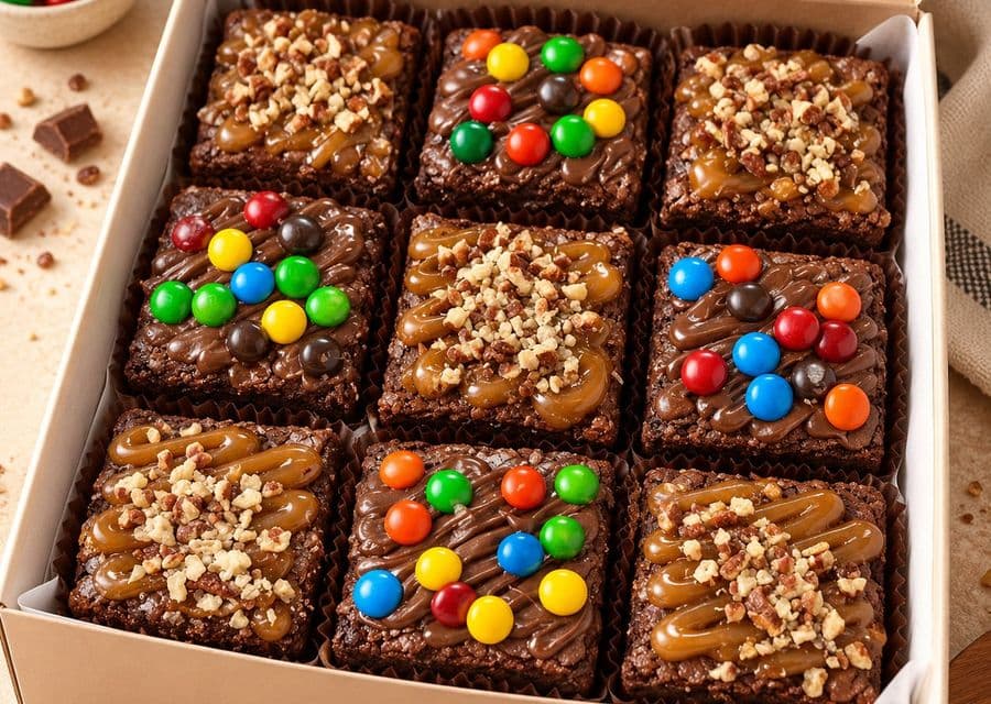 Scatola di brownies artigianali decorati