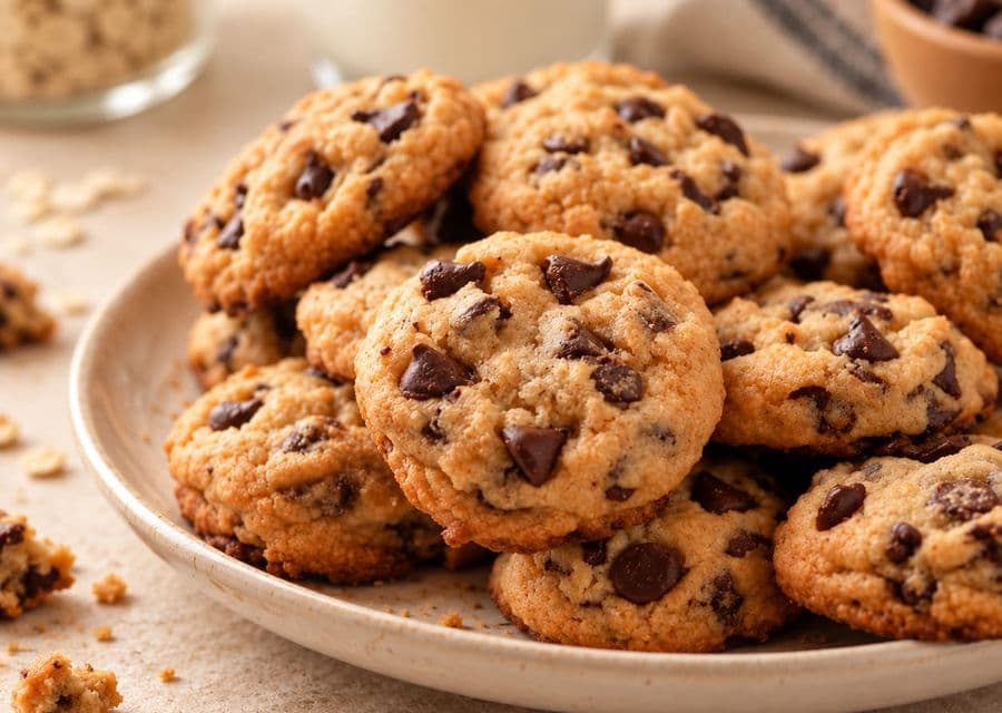 Piatto di biscotti con gocce di cioccolato